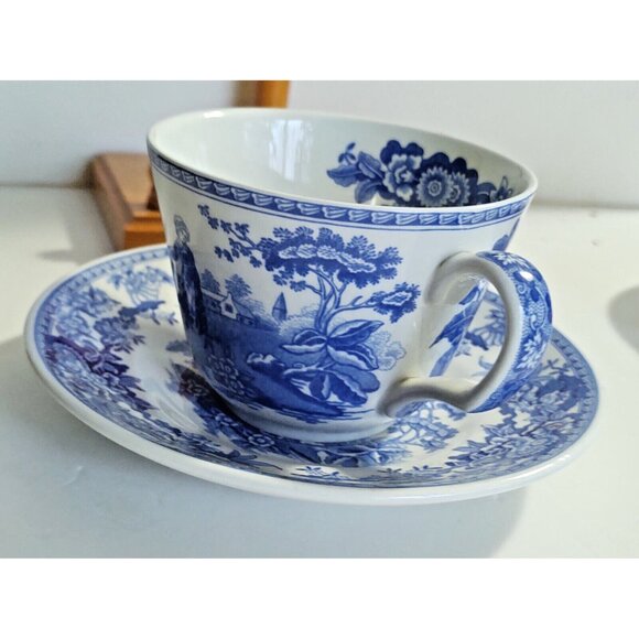Spode blue Collection Georgian Series "Girl at Well" Cup & Saucer Set - Picture 5 of 10